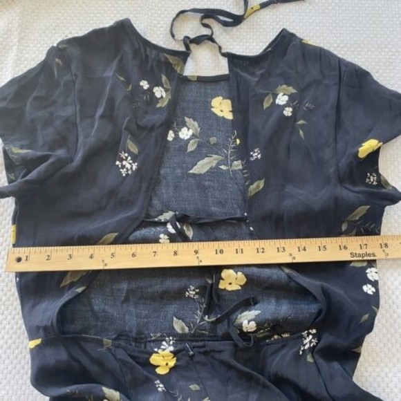 Urban Outfitters Maxi Dress Lindsey Black Floral Open Tie Back Slit large - Picture 13 of 16